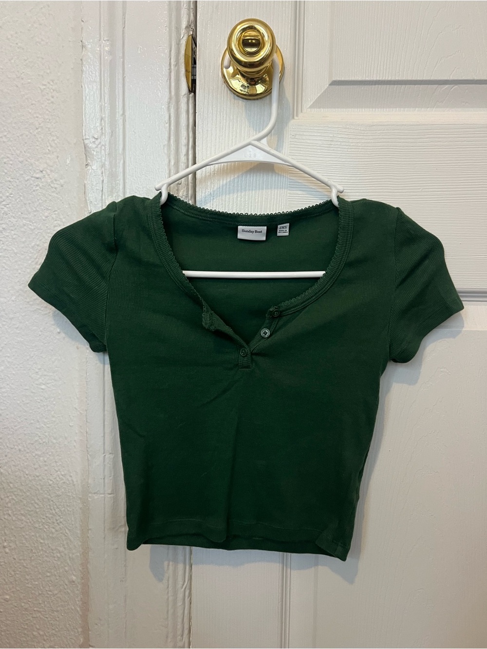 Sunday Best Forest Green Short Sleeve Scoop Crop Top